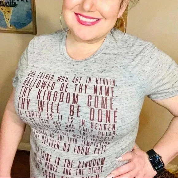 🤑 Gray Heathered Our Father Lord’s Prayer Tee - Picture 8 of 12